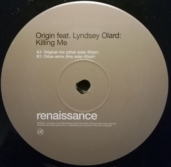 Origin  Feat. Lindsey Olard - Killing Me (Disc One) | Renaissance (RENX018) - 3