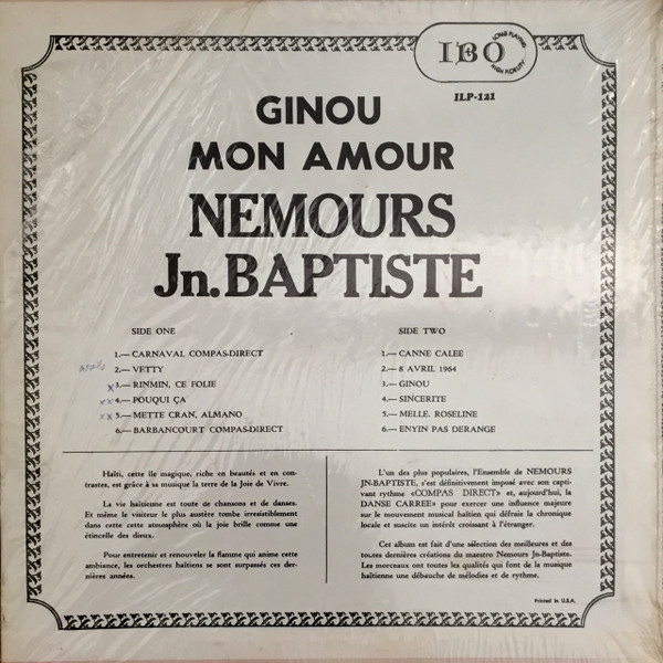 Super Ensemble De Nemours Jn. Baptiste - Ginou Mon Amour | IBO Records (ILP-121) - 2