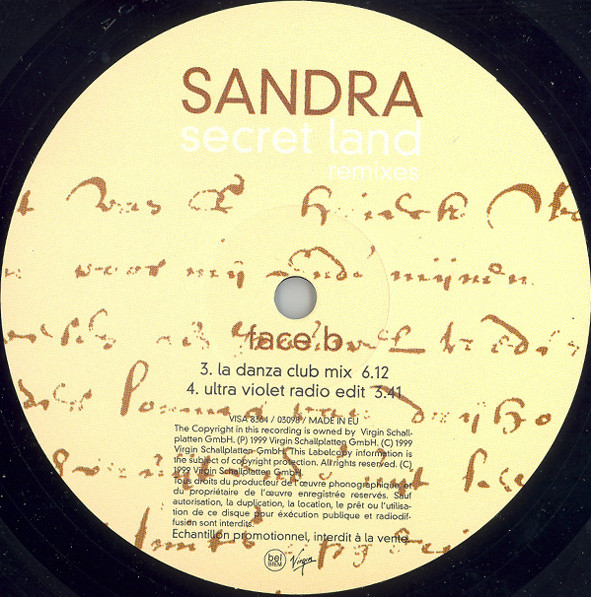 Sandra - Secret Land (Remixes) | Virgin (VISA 8364) - 4
