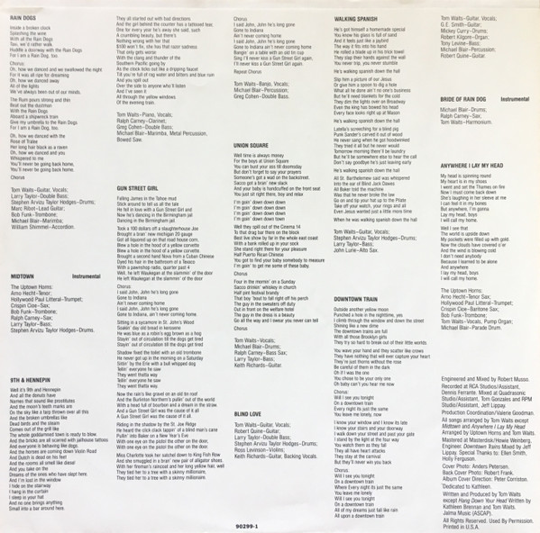 Tom Waits - Rain Dogs | Island Records (90299-1) - 6 Tom Waits - Rain Dogs | Island Records (90299-1) - 6