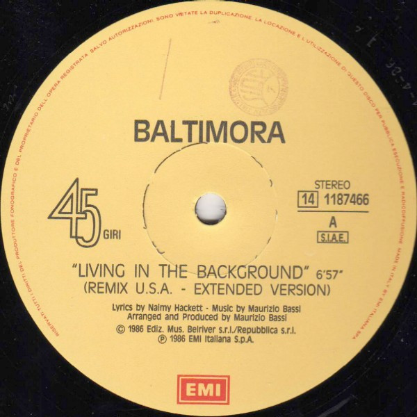 Baltimora - Living In The Background (USA Mix) | EMI (14 1187466) - 2