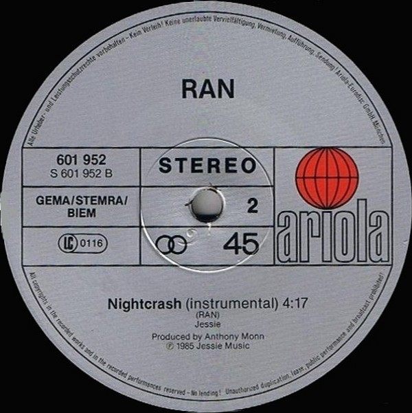 Ran - Nightcrash (Dance Mix) | Ariola (601 952) - 4
