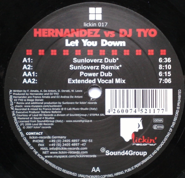 Hernandez vs DJ Tyo - Let You Down | Lickin' Records (lickin 017) - 2 Hernandez vs DJ Tyo - Let You Down | Lickin' Records (lickin 017) - 2