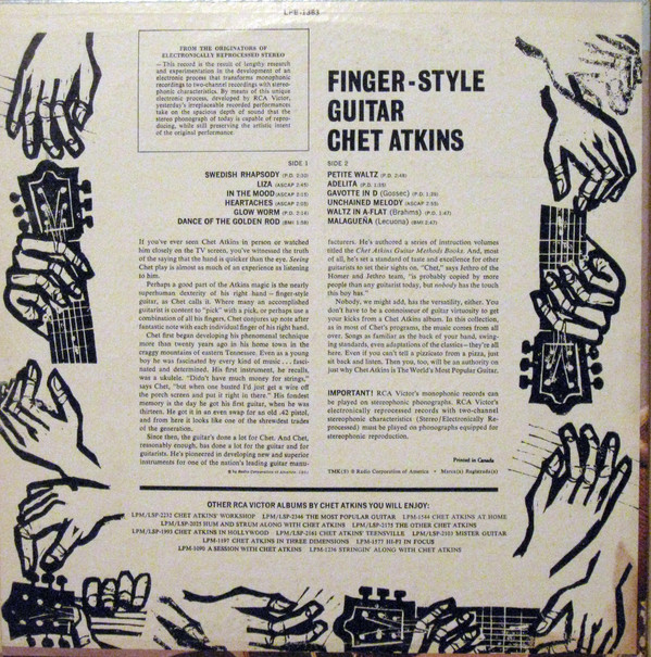 Chet Atkins - Finger-Style Guitar | RCA Victor (LPE 1383) - 2