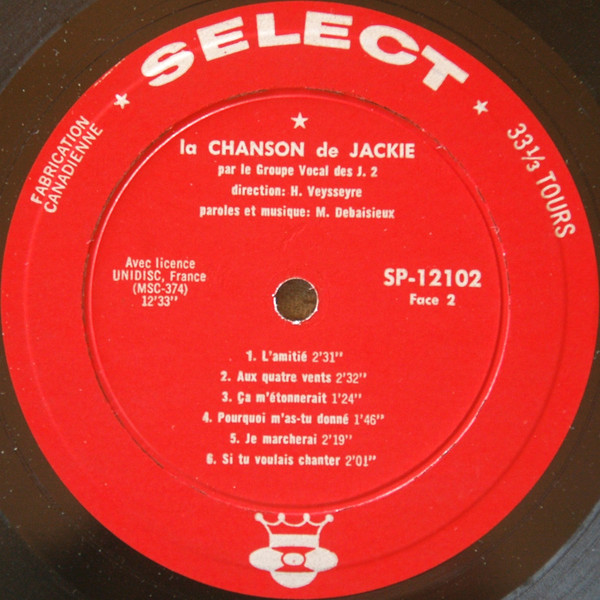 La Chorale Des Petits Chanteurs De Paris , Le Groupe Vocal Des J2 - La Chanson De Jackie | Select (SP-12.102) - 4