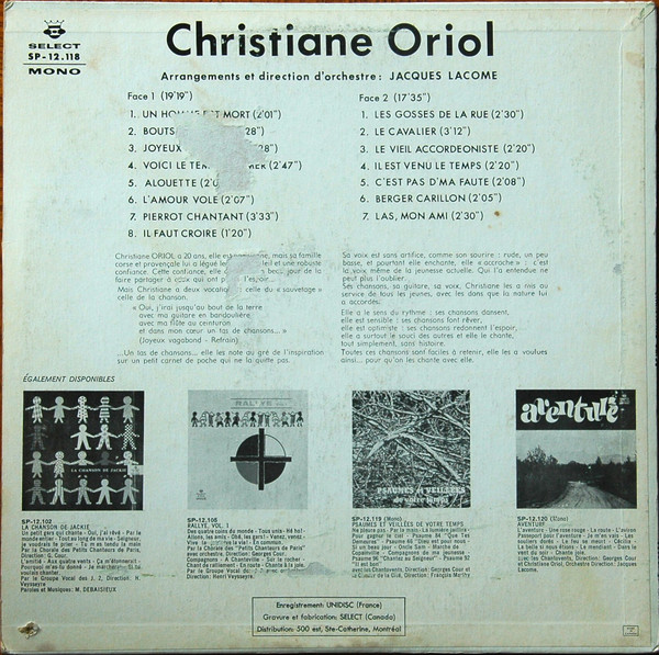 Christiane Oriol - Christiane Oriol | Select (SP-12.118) - 2 Christiane Oriol - Christiane Oriol | Select (SP-12.118) - 2