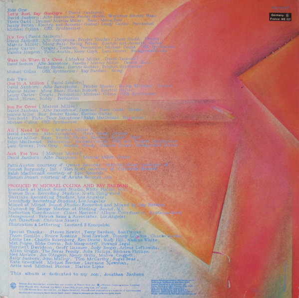 David Sanborn - Voyeur | Warner Bros. Records (WB K 56 900) - 2 David Sanborn - Voyeur | Warner Bros. Records (WB K 56 900) - 2