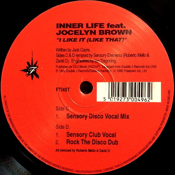 Inner Life Feat. Jocelyn Brown - I Like It (Like That) (Remixes) | Freetown Inc (FTI49T) - 4