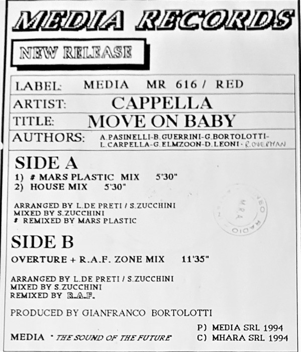 Cappella - Move On Baby | Media Records (MR 616/RED) - 2 Cappella - Move On Baby | Media Records (MR 616/RED) - 2