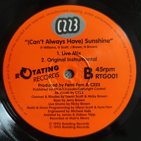 C223 - (Can't Always Have) Sunshine | Rotating Records (RTG001) - 2 C223 - (Can't Always Have) Sunshine | Rotating Records (RTG001) - 2