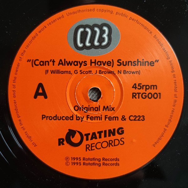 C223 - (Can't Always Have) Sunshine | Rotating Records (RTG001)