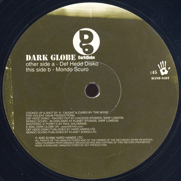 Dark Globe - Def Hedd Disko / Mondo Scuro | Hard Hands (HAND 038T) - main