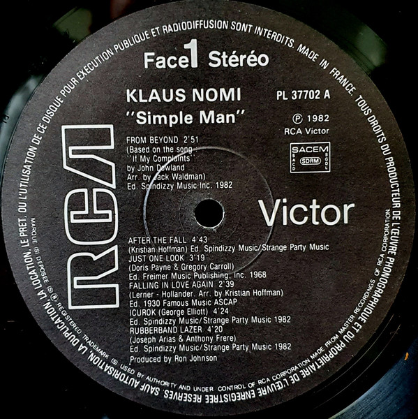 Klaus Nomi - Simple Man | RCA Victor (PL 37702) - 5 Klaus Nomi - Simple Man | RCA Victor (PL 37702) - 5