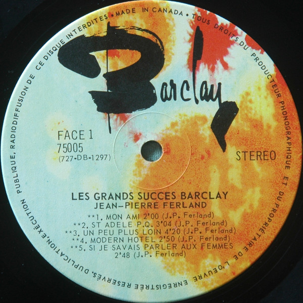 Jean-Pierre Ferland - Les Grands Succès Barclay Vol 5 | Barclay (75005) - 4