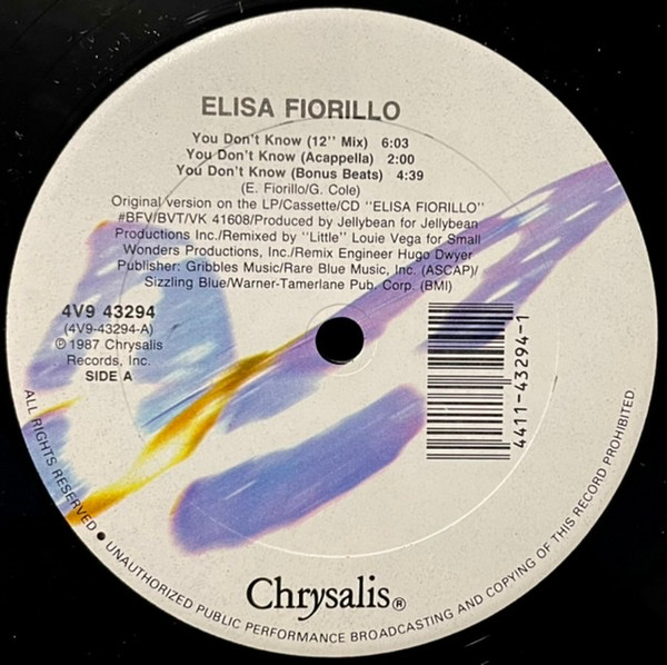 Elisa Fiorillo - You Don't Know | Chrysalis (4V9 43294)