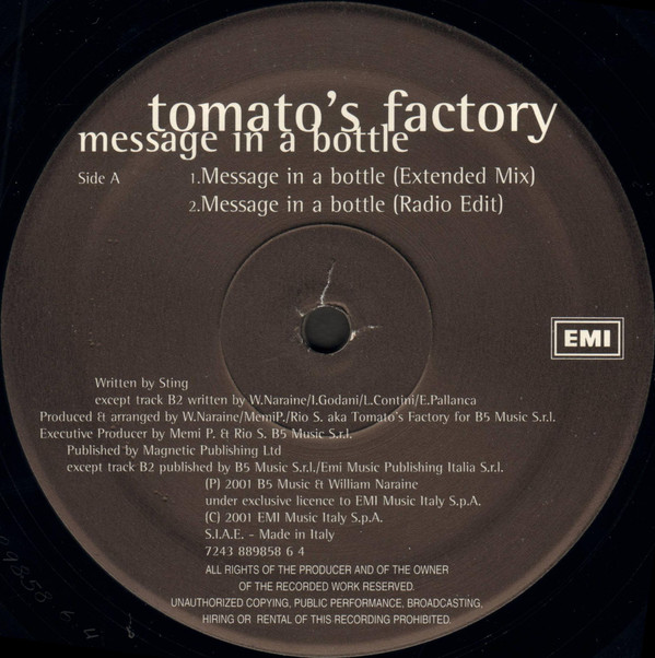 Tomato's Factory - Message In A Bottle | EMI (7243 889858 6 4) - 3