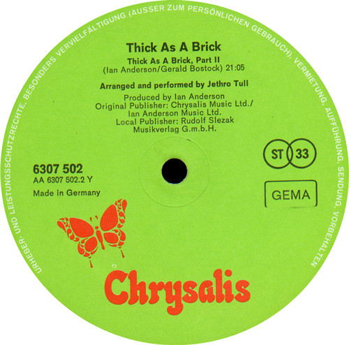 Jethro Tull - Thick As A Brick | Chrysalis (6307 502) - 4
