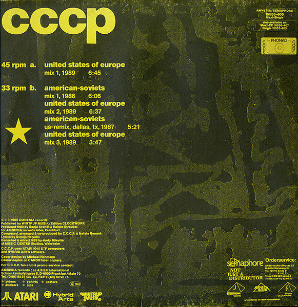 C.C.C.P. - United States Of Europe | Amnesia Records (15555-406) - 2 C.C.C.P. - United States Of Europe | Amnesia Records (15555-406) - 2