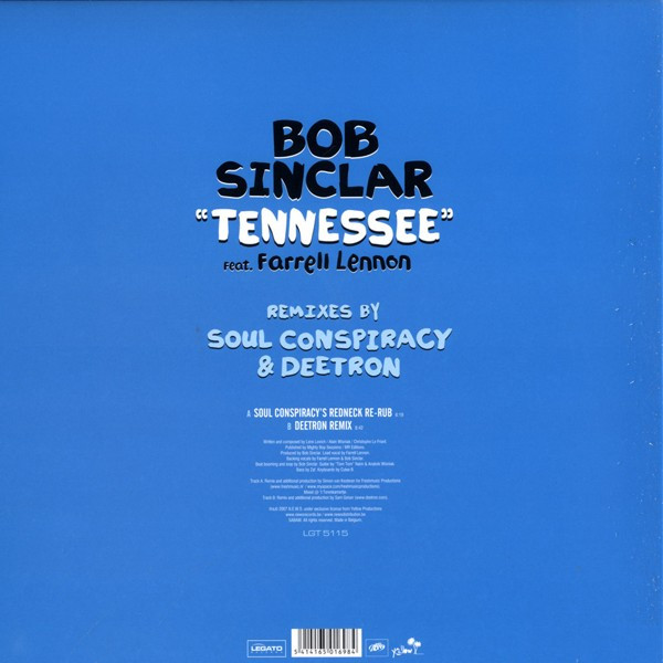 Bob Sinclar Feat. Farrell Lennon - Tennessee | Legato Records (LGT 5115) - 2