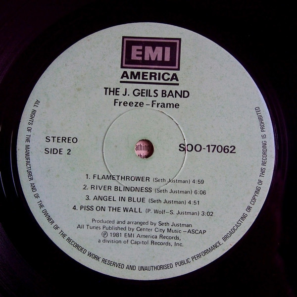 The J. Geils Band - Freeze-Frame | EMI America (SOO-17062) - 6