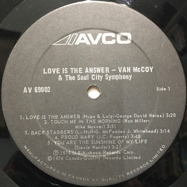 Van McCoy & The Soul City Symphony - Love Is The Answer | Avco (AV-69002) - 3 Van McCoy & The Soul City Symphony - Love Is The Answer | Avco (AV-69002) - 3