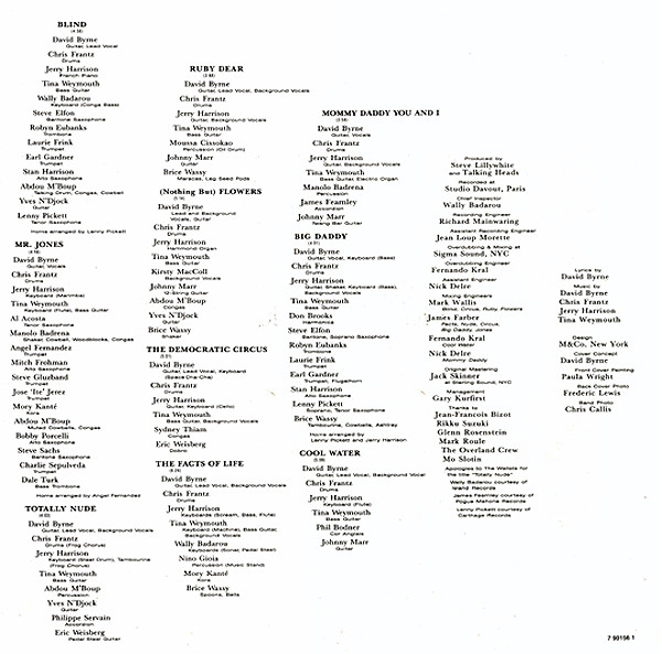 Talking Heads - Naked | EMI (064-79 0156 1) - 8