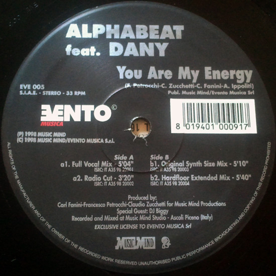 Alphabeat Feat. Dany - You Are My Energy | Evento Musica (EVE 005) - main Alphabeat Feat. Dany - You Are My Energy | Evento Musica (EVE 005) - main