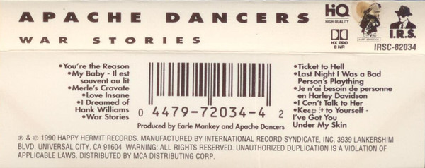 Apache Dancers - War Stories | I.R.S. Records (IRSC-82034) - 2 Apache Dancers - War Stories | I.R.S. Records (IRSC-82034) - 2