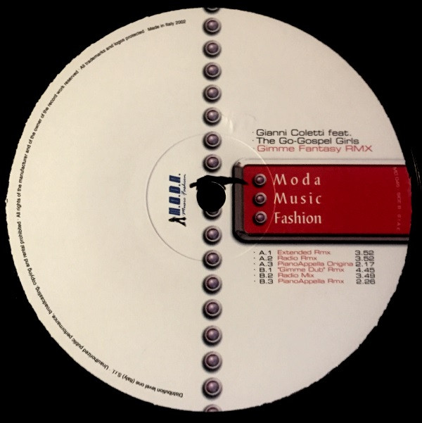 Gianni Coletti Featuring The Go-Gospel Girls - Gimme Fantasy RMX | M.O.D.A. - Music Fashion (MD 045) - 2 Gianni Coletti Featuring The Go-Gospel Girls - Gimme Fantasy RMX | M.O.D.A. - Music Fashion (MD 045) - 2