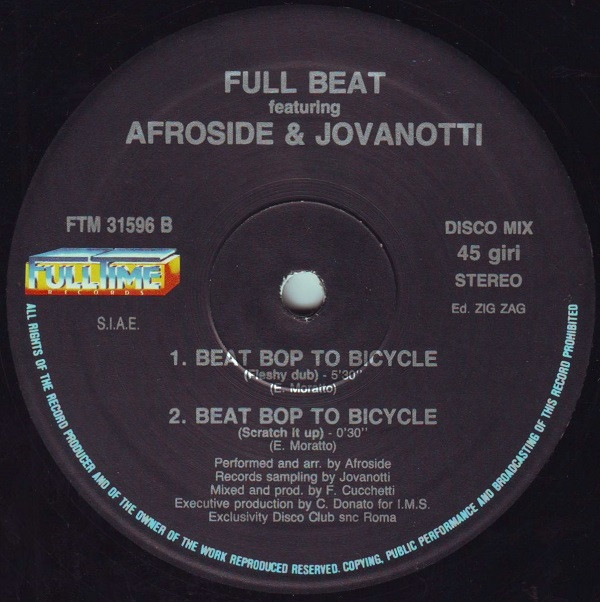 Full Beat Featuring Afroside & Jovanotti - Beat Bop To Bicycle | Full Time Records (FTM 31596) - 2 Full Beat Featuring Afroside & Jovanotti - Beat Bop To Bicycle | Full Time Records (FTM 31596) - 2