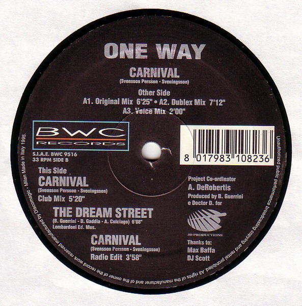 One Way - Carnival | BWC Records (BWC 9516) - main