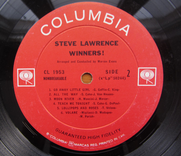 Steve Lawrence - Winners! | Columbia (CL 1953) - 4 Steve Lawrence - Winners! | Columbia (CL 1953) - 4
