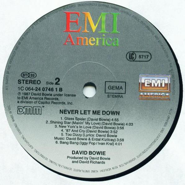 David Bowie - Never Let Me Down | EMI America (1C 064-24 0746 1) - 4