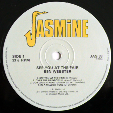 Ben Webster - See You At The Fair | Jasmine Records (JAS 33) - 3