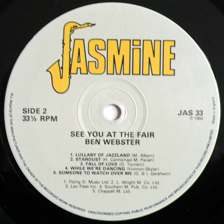 Ben Webster - See You At The Fair | Jasmine Records (JAS 33) - 4