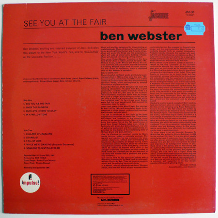 Ben Webster - See You At The Fair | Jasmine Records (JAS 33) - 2