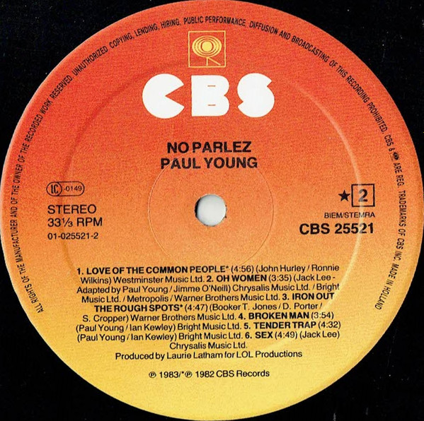Paul Young - No Parlez | CBS (CBS 25521) - 4 Paul Young - No Parlez | CBS (CBS 25521) - 4