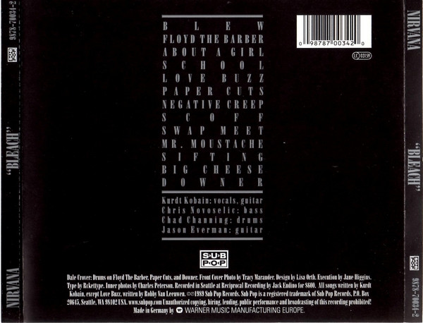 Nirvana - Bleach | Sub Pop (9878-70034-2) - 2