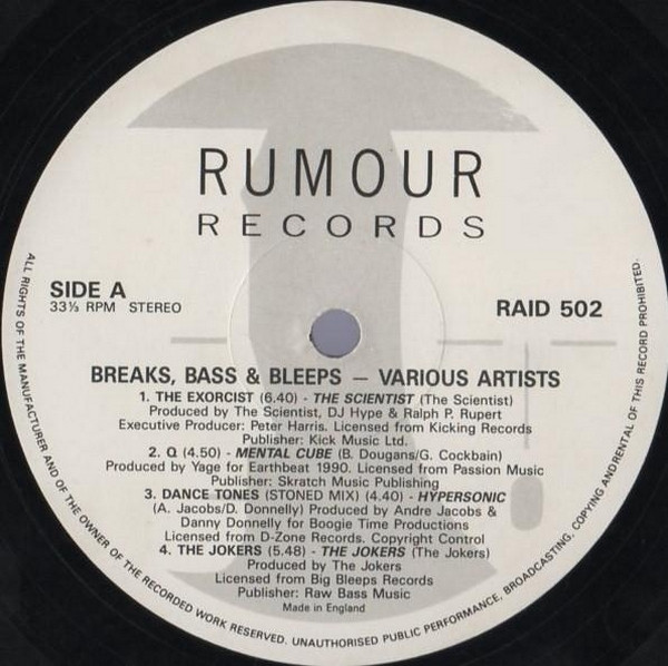 Various - Breaks, Bass & Bleeps | Rumour Records (RAID 502) - 3 Various - Breaks, Bass & Bleeps | Rumour Records (RAID 502) - 3