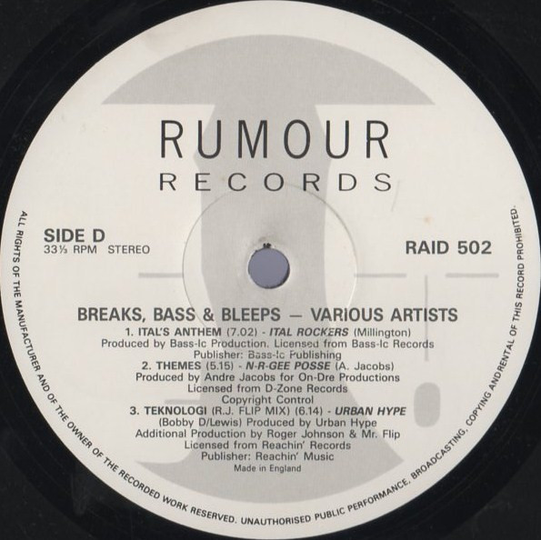 Various - Breaks, Bass & Bleeps | Rumour Records (RAID 502) - 6 Various - Breaks, Bass & Bleeps | Rumour Records (RAID 502) - 6