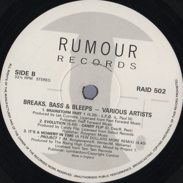 Various - Breaks, Bass & Bleeps | Rumour Records (RAID 502) - 4 Various - Breaks, Bass & Bleeps | Rumour Records (RAID 502) - 4