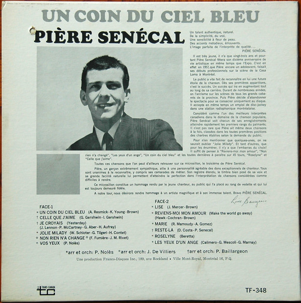 Pière Sénécal - Un Coin Du Ciel Bleu | Trans-Canada (TF-348) - 2 Pière Sénécal - Un Coin Du Ciel Bleu | Trans-Canada (TF-348) - 2