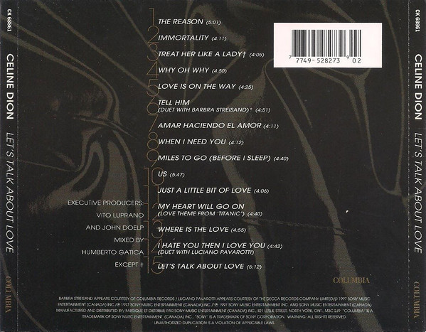 Celine Dion - Let's Talk About Love | Columbia (CK 68861) - 2 Celine Dion - Let's Talk About Love | Columbia (CK 68861) - 2