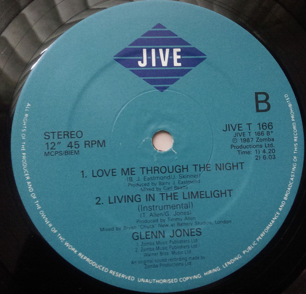 Glenn Jones - Living In The Limelight | Jive (JIVE T 166) - 4 Glenn Jones - Living In The Limelight | Jive (JIVE T 166) - 4