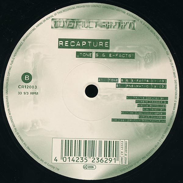 Recapture - Tone`s & E-Facts | Construct Rhythm (CR12003) - main Recapture - Tone`s & E-Facts | Construct Rhythm (CR12003) - main