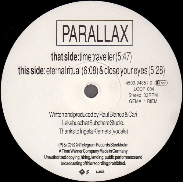Parallax - Time Traveller | Loop Records (LOOP 004) - 2 Parallax - Time Traveller | Loop Records (LOOP 004) - 2