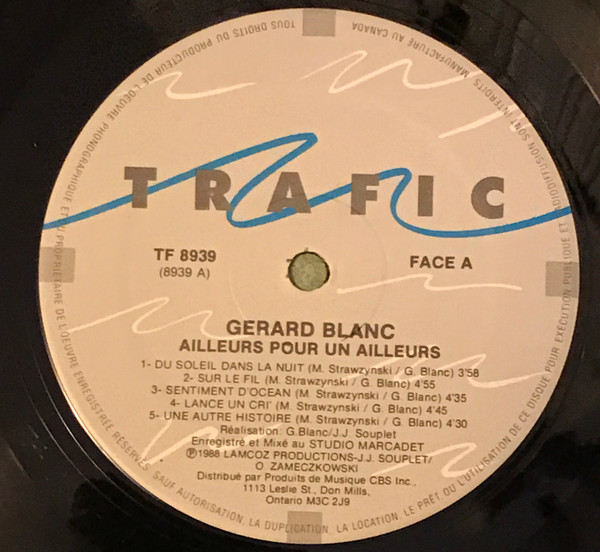 Gérard Blanc - Ailleurs Pour Un Ailleurs... | Trafic (TF 8939) - 3