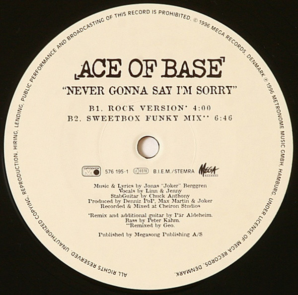 Ace Of Base - Never Gonna Say I'm Sorry | Metronome (576 195-1) - 4 Ace Of Base - Never Gonna Say I'm Sorry | Metronome (576 195-1) - 4