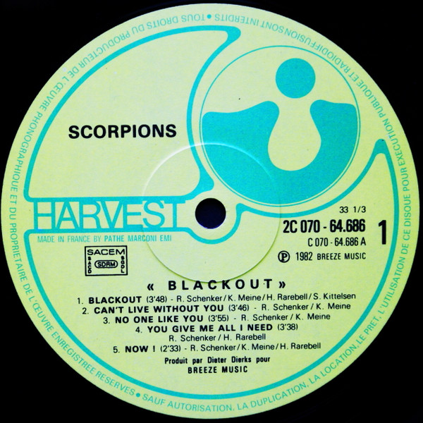Scorpions - Blackout | Harvest (2C 070-64686) - 5