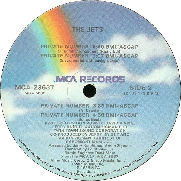 The Jets - Private Number | MCA Records (MCA-23637) - 4 The Jets - Private Number | MCA Records (MCA-23637) - 4